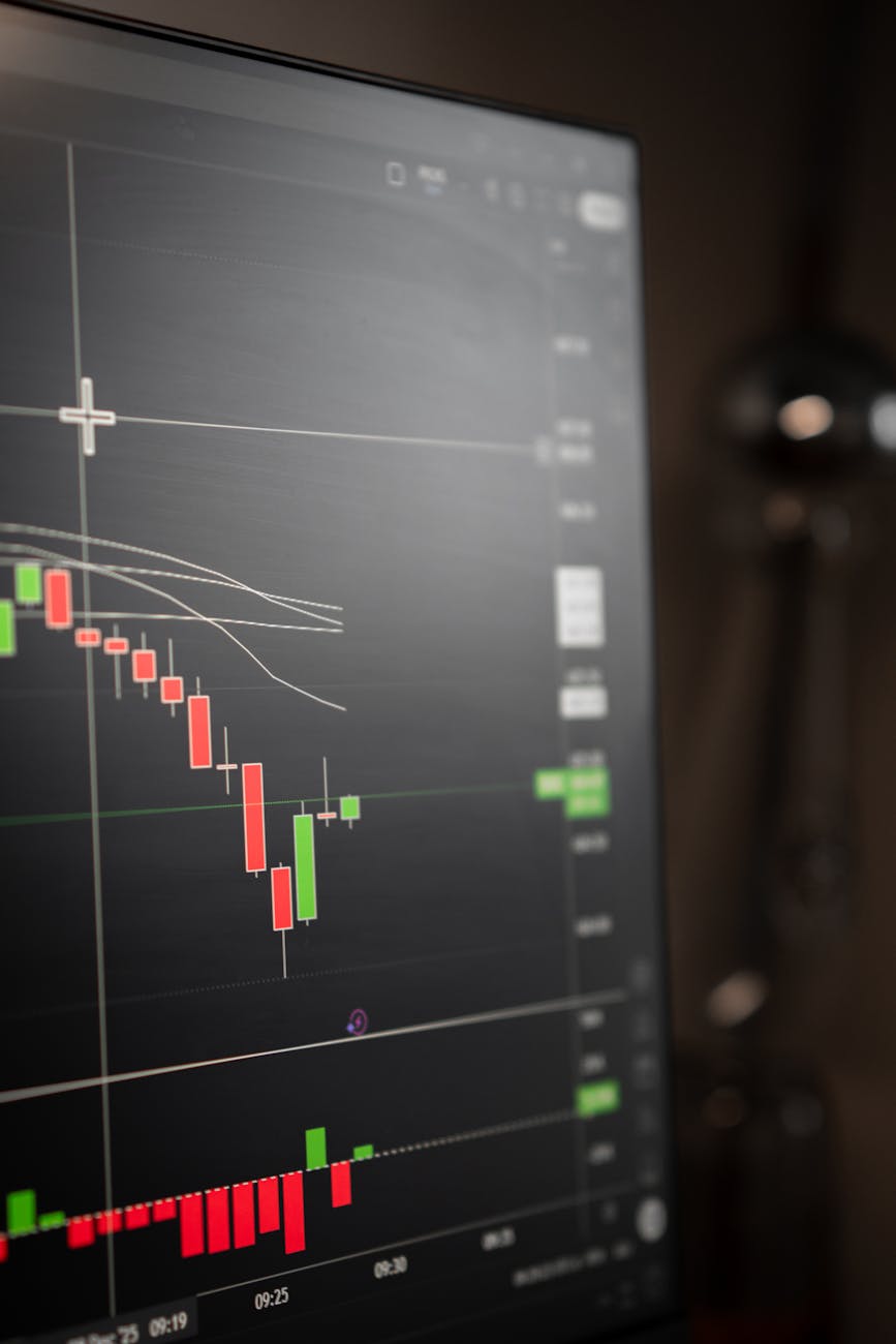 close up of stock market graph on monitor