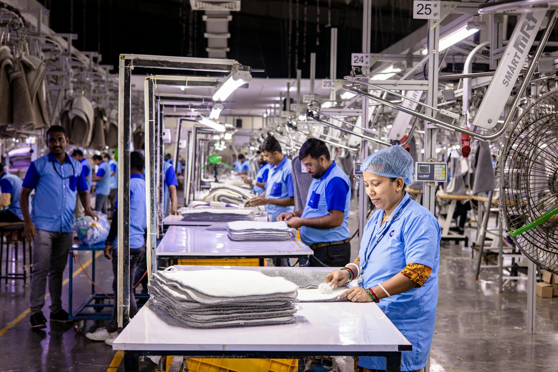 efficient textile factory workers in action